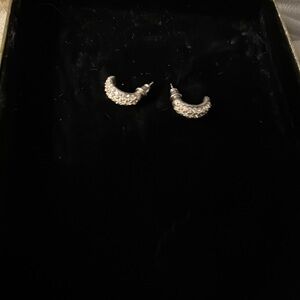 Elegant Silvertone Crystal Stud Earrings